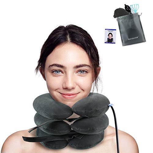 Cervical Neck Traction Device, Inflatable Cervical Traction Collar Brace Ideal for Neck Support Instant Relief for Chiropractic Chronic Neck Pain, Spine Alignment, Adjustable Pillow Size